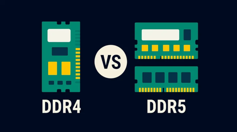 Ilustracija DDR4 i DDR5 RAM modula – vizuelno poređenje u 2025. godini