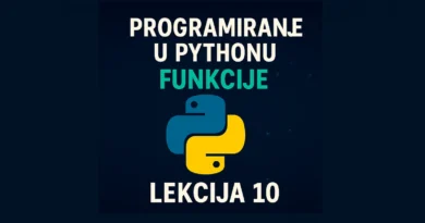 Lekcija 10 – Funkcije u Pythonu sa logotipom Python jezika