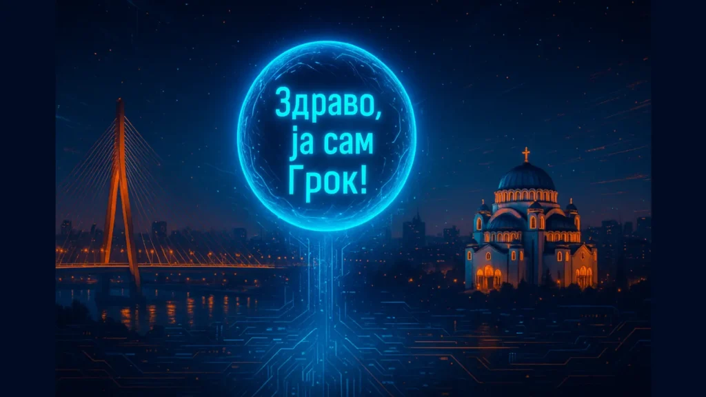 Grok AI lebdi iznad Beograda sa porukom „Здраво, ја сам Грок!“