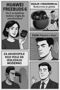 Crno-beli strip o Huawei FreeBuds 6 bežičnim slušalicama – recenzija u slikama