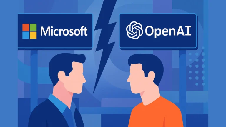 Unutar složenog odnosa Microsofta i OpenAI-ja 1 Ilustracija saradnje između Microsofta i OpenAI sa modernim grafičkim stilom