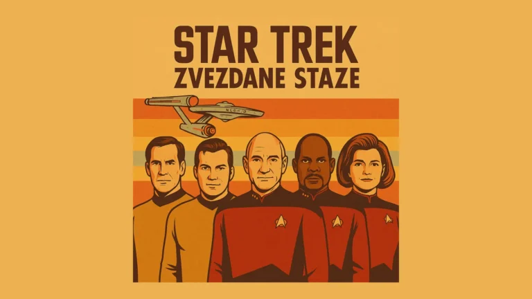 STAR TREK - ZVEZDANE STAZE - Iz mog ugla 1 Pet Star Trek kapetana u retro stilu iz 70-ih i 80-ih, stoje jedan pored drugog