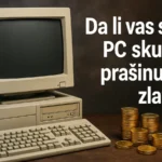 Stari računar iz 90-ih pored zlatnika, sa natpisom: Da li vaš stari PC skuplja prašinu ili zlato?