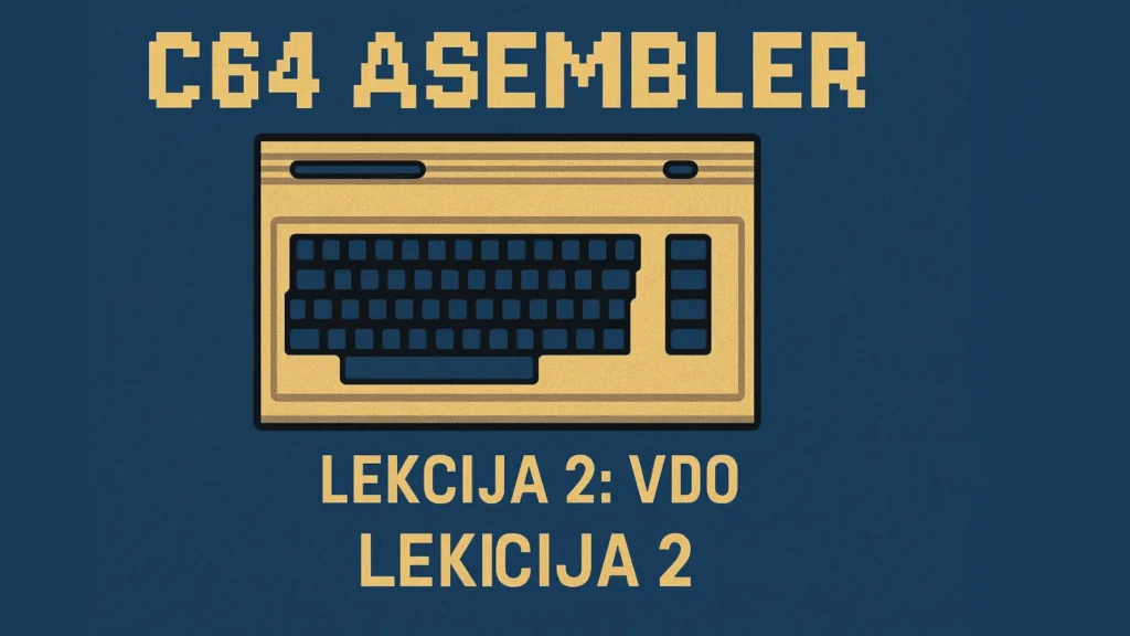 C64 Asembler – Lekcija 2 sa ilustracijom retro tastature Commodore 64