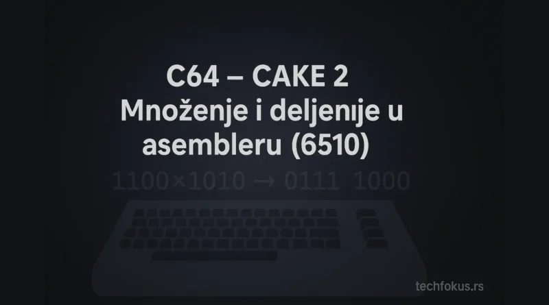C64 – CAKE 2: množenje i deljenje u asembleru 6510 na Commodore 64, ilustracija binarnog postupka i C64 tastature