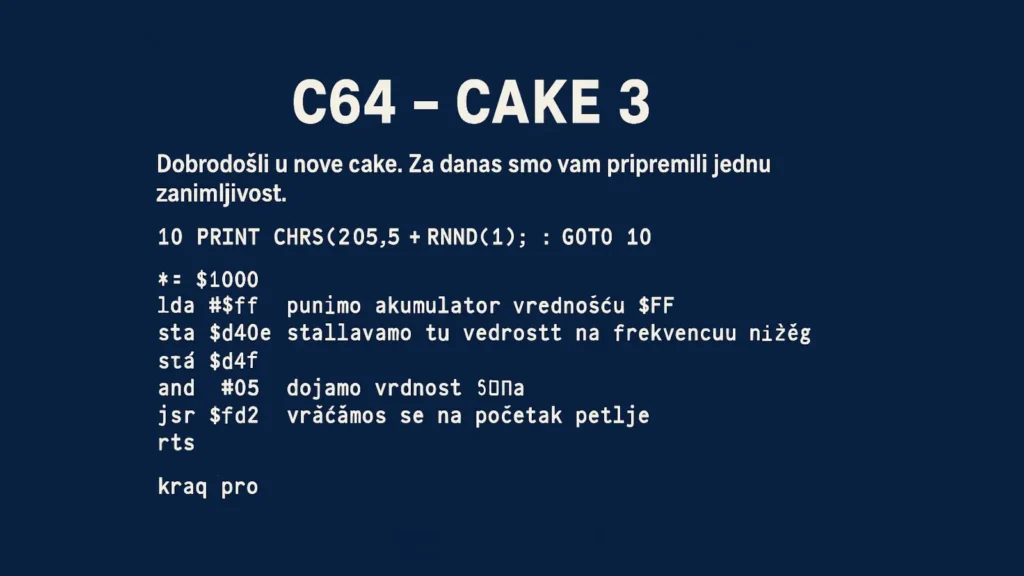 C64 CAKE 3 – Lavirint generisan u BASIC i asemblerskom kodu sa objašnjenjima na srpskom jeziku