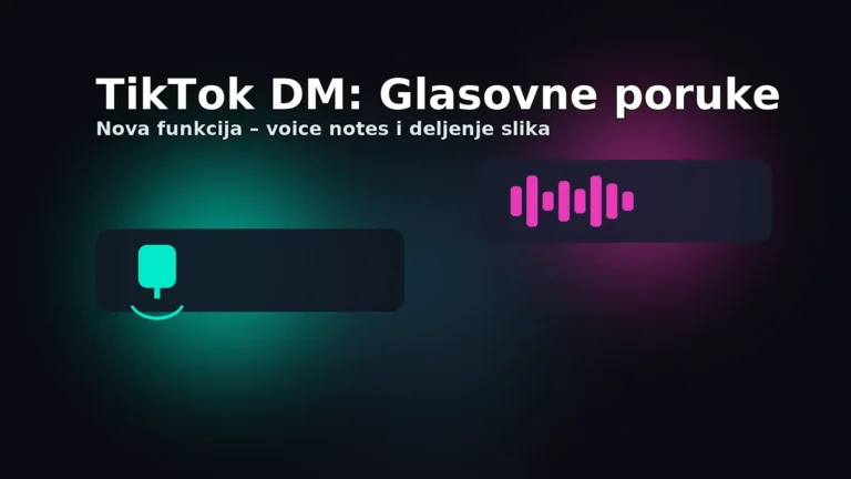 TikTok DM sa ikonom mikrofona i talasima zvuka – najava glasovnih poruka i slanja slika u direktnim porukama.