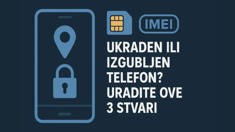 Ilustracija pametnog telefona sa ikonom lokacije i katanca, SIM karticom i IMEI oznakom