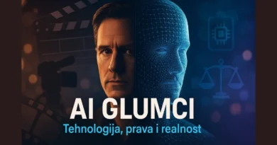 AI glumci u filmskoj industriji – digitalno lice naspram pravog glumca, tehnologija i pravna vaga u pozadini