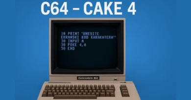 Commodore 64 računar sa monitorom koji prikazuje BASIC kod