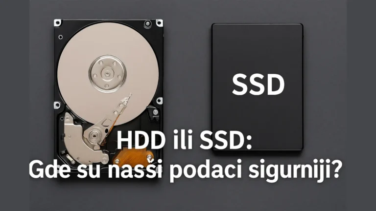 Uporedna ilustracija HDD i SSD diskova sa pitanjem gde su podaci sigurniji