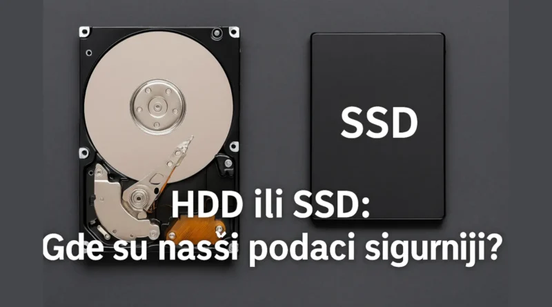 Uporedna ilustracija HDD i SSD diskova sa pitanjem gde su podaci sigurniji