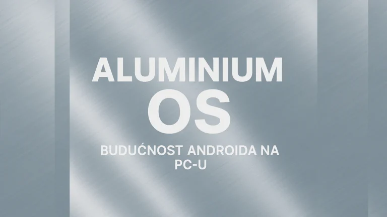 Šta je Google Aluminium OS? Budućnost Androida na PC-u 1 Naslovni vizual Aluminium OS sa belim tekstom na pozadini koja liči na anodizovani brušeni aluminijum