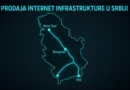 Mapa Srbije sa označenim magistralnim optičkim rutama Novi Sad – Beograd – Niš i graničnim pravcima (tema: EXA Infrastructure)