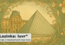Art Nouveau ilustracija sa stilizovanom siluetom muzeja nalik Luvru; tekst „Lozinka: luvr“ i podnaslov „Lekcije iz bezbednosti koje bole“.