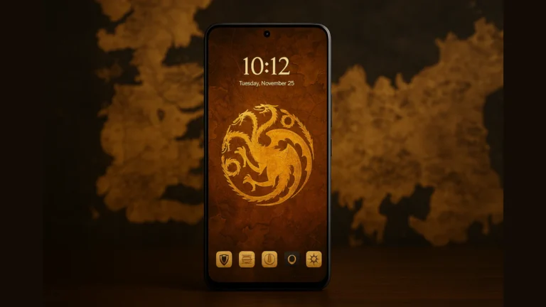 Realme 15 Pro Game of Thrones Limited Edition, prednji ekran sa zlatnim zmajem i mapom u pozadini
