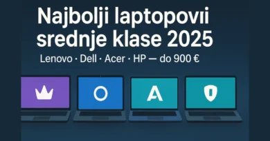 Uporedni test laptopova srednje klase 2025 u Srbiji (do 900 €) – Lenovo, Dell, Acer i HP