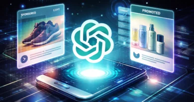 Ilustracija ChatGPT sistema sa sponzorisanim preporukama i digitalnim oglasima u AI interfejsu