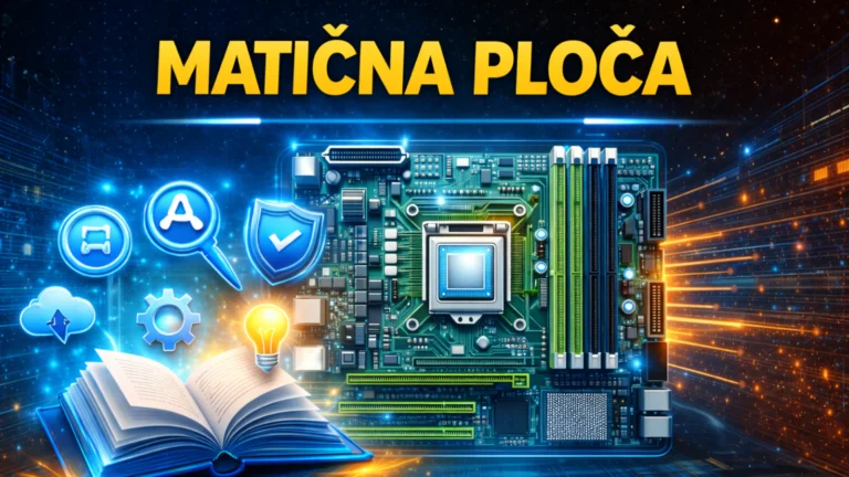 Ilustracija matične ploče – osnovne komponente računara objašnjene u rečniku kompjuterskih pojmova