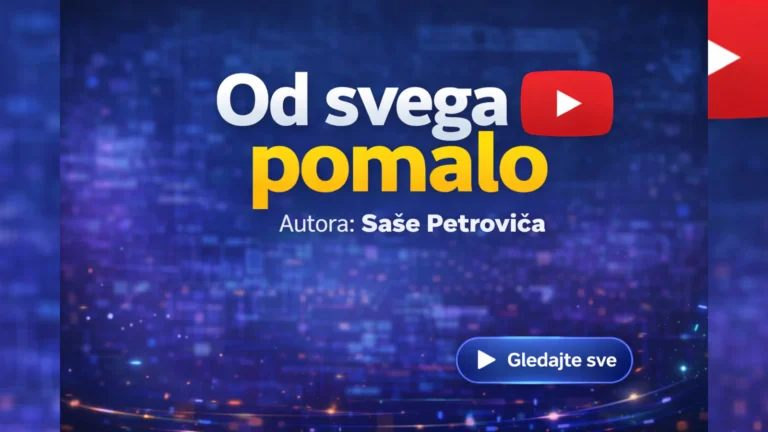 Banner sa naslovom „Od svega pomalo“, potpisom „Autora: Saše Petrovića“, YouTube/play ikonom i dugmetom „Gledajte sve“.