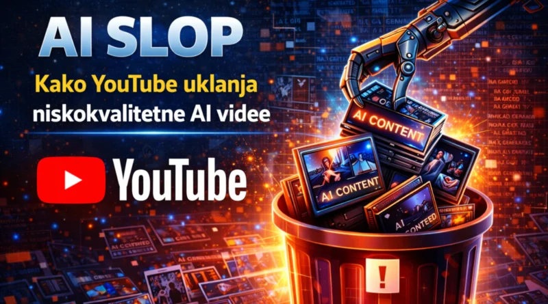 AI slop na YouTube-u – ilustracija uklanjanja niskokvalitetnih AI video snimaka