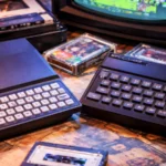 Sinclair ZX81 i ZX Spectrum retro kućni računari iz 1980-ih sa kasetama i CRT televizorom