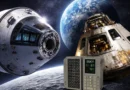 Poređenje NASA Orion letelice iz misije Artemis II i Apollo kapsule sa svemirskim računarima u pozadini Zemlje i Meseca