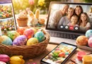Uskršnja jaja, pametni telefon i video-poziv porodice kao prikaz digitalne proslave Uskrsa