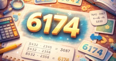 Broj 6174 prikazan kao centralni matematički motiv uz digitron, beležnicu i Kaprekarov postupak