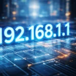 Ilustracija IP adrese na digitalnoj mrežnoj pozadini sa svetlećim tehnološkim elementima