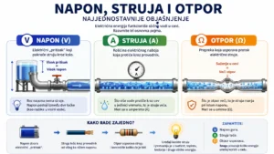 Početnički vodič za električnu struju: napon, struja, otpor i bezbednost 4 Infografika koja objašnjava razliku između AC i DC struje, kućne utičnice, baterije i punjača