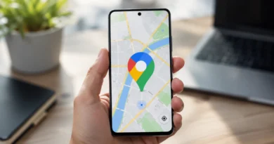 Pametni telefon sa prikazom mape i oznakom lokacije, kao ilustracija Google Maps podešavanja na novom telefonu.