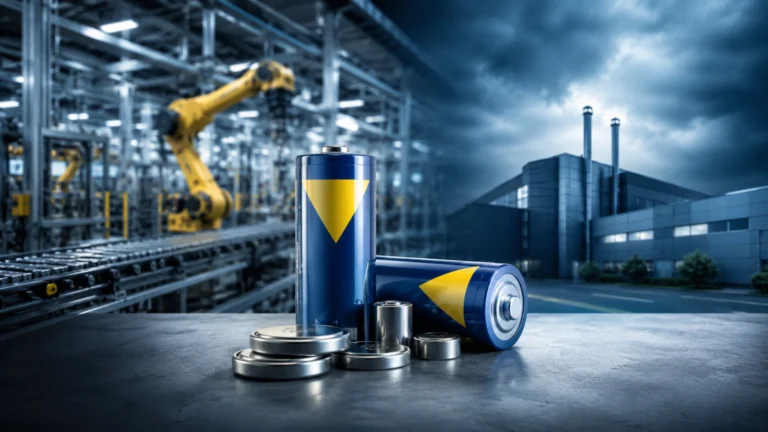 Varta ukida 350 radnih mesta: šta se dešava sa poznatim nemačkim proizvođačem baterija? 1 Baterije ispred moderne fabrike kao ilustracija krize kompanije Varta i smanjenja proizvodnje u Nemačkoj