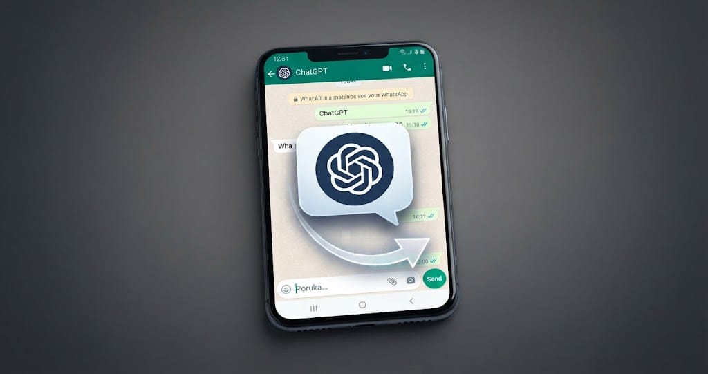 ChatGPT se vraća na WhatsApp: EU primorala Metu da popusti 4 Pametni telefon sa WhatsApp interfejsom i ChatGPT logotipom koji simbolizuje povratak AI asistenta na platformu.