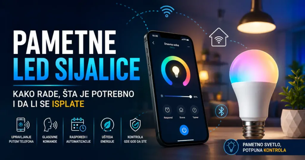 Pametna LED sijalica povezana sa telefonom za kontrolu boje, jačine svetla i automatizacije