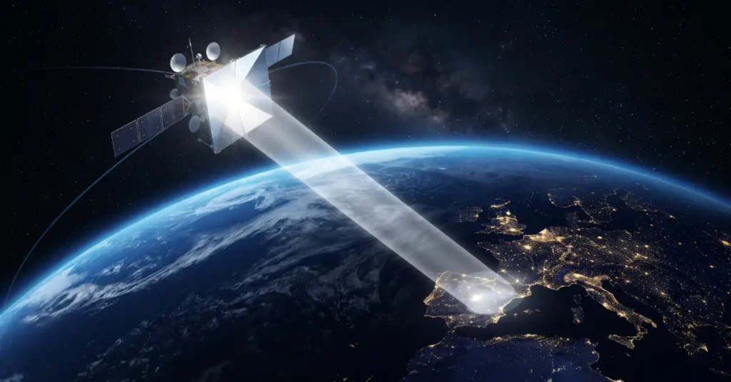 Džinovsko ogledalo u orbiti dobilo dozvolu za lansiranje 3 Ilustracija satelita Eärendil-1 u orbiti koji reflektuje sunčevu svetlost na noćnu stranu Zemlje.