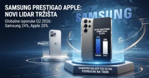 Samsung ponovo lider na globalnom tržištu pametnih telefona u drugom kvartalu 2026. godine sa 24% tržišnog udela ispred Apple-a sa 20%.