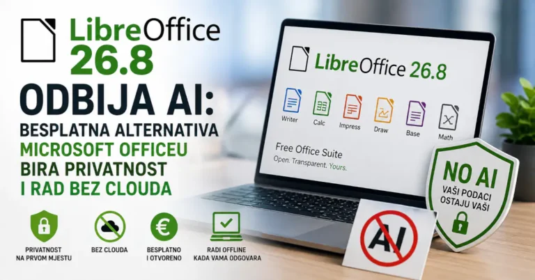 LibreOffice 26.8 bez ugrađenog AI-ja, besplatna alternativa Microsoft Officeu sa fokusom na privatnost i rad bez clouda.