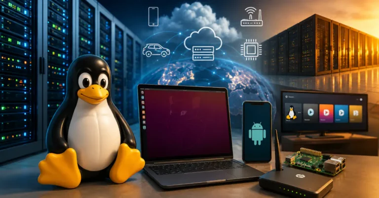Linux na računaru uz servere, Android telefon, ruter i druge uređaje koje pokreće Linux
